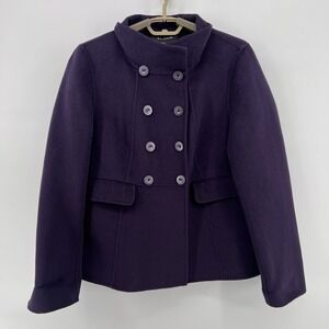 St John Hand Sewn Coat Wool‎ Angora Wool Cashmere Coat Size 8 Purple